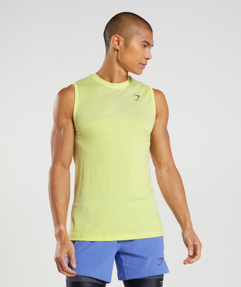 Men\'s Gymshark Apex Seamless Tanks Yellow | NZ 7HVWSJ